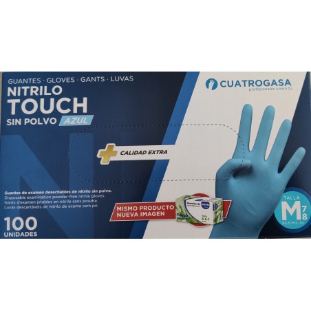 Guantes nitrilo touch azules talla L 8-9 caja 100 unidades